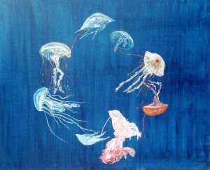 il girotondo delle meduse, olio su tela, cm 100x80